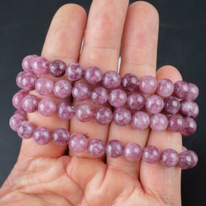 Bracelet Natural Lepidolite Bracelets 8mm Stackable Round Natural Gemstone Crystal Bracelets - Handmade Bracelet Crystal Bracelet