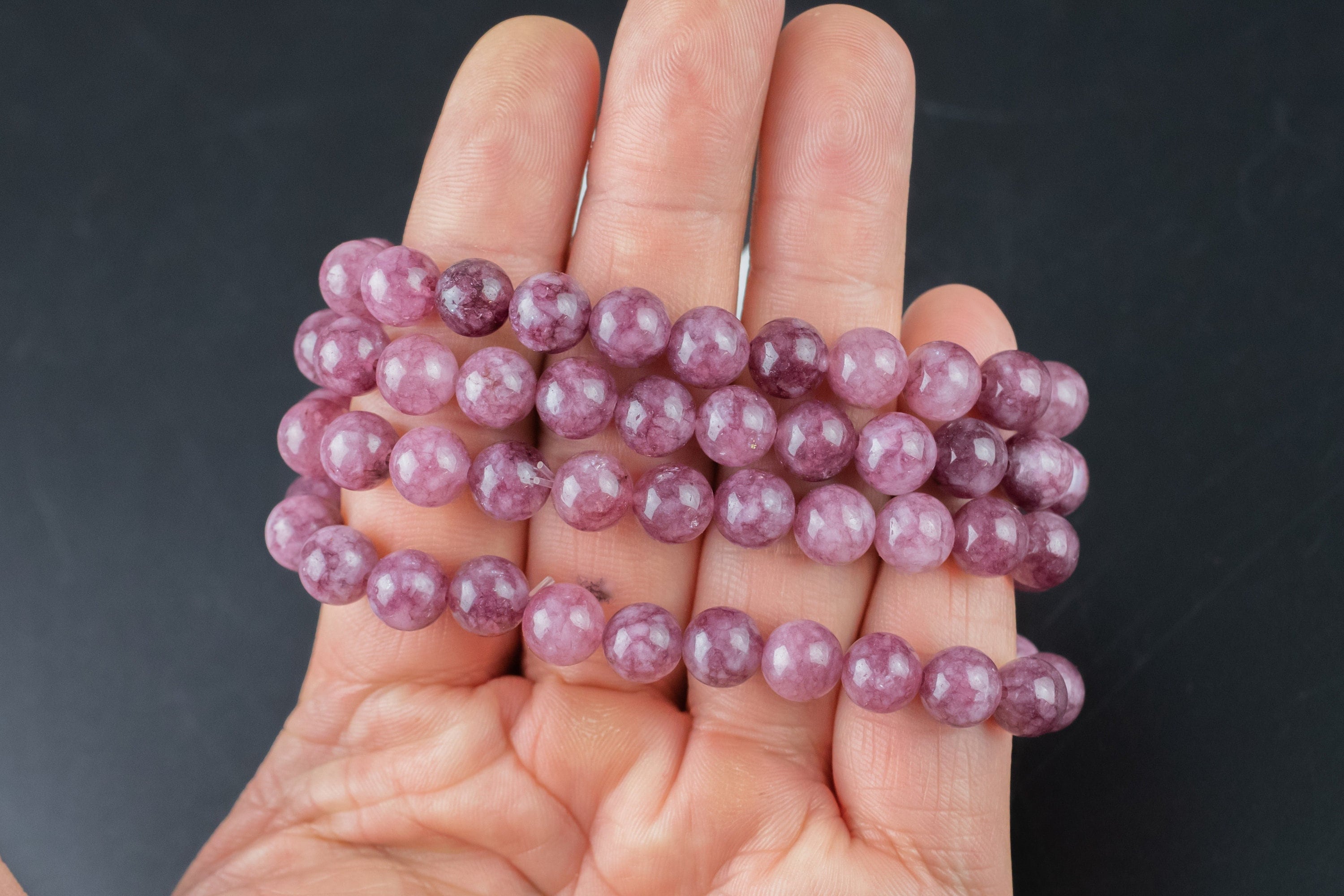 Bracelet Natural Lepidolite Bracelets 8mm Stackable Round Natural Gemstone Crystal Bracelets - Handmade Bracelet Crystal Bracelet Bracelet Natural Lepidolite Bracelets 8mm Stackable Round Natural Gemstone Crystal Bracelets - Handmade Bracelet Crystal Bracelet
