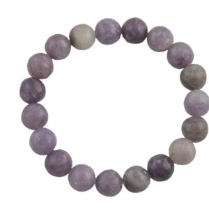 Natural Lepidolite Faceted Round Size 10mm And 12mm- Handmade In Usa- Approx. 7-7.5" Bracelet Crystal Bracelet- Lgs