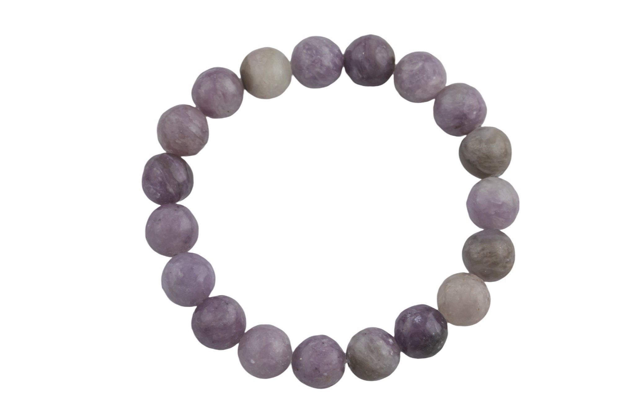 Natural Lepidolite Faceted Round Size 10mm And 12mm- Handmade In Usa- Approx. 7-7.5" Bracelet Crystal Bracelet- Lgs