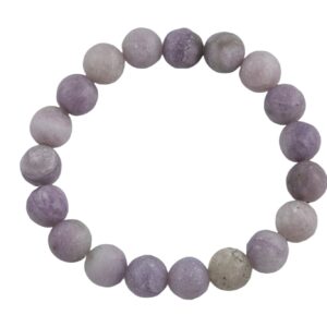 Natural Light Lepidolite Matte Round Size 10mm And 12mm- Handmade In Usa- Approx. 7-7.5" Bracelet Crystal Bracelet- Lgs