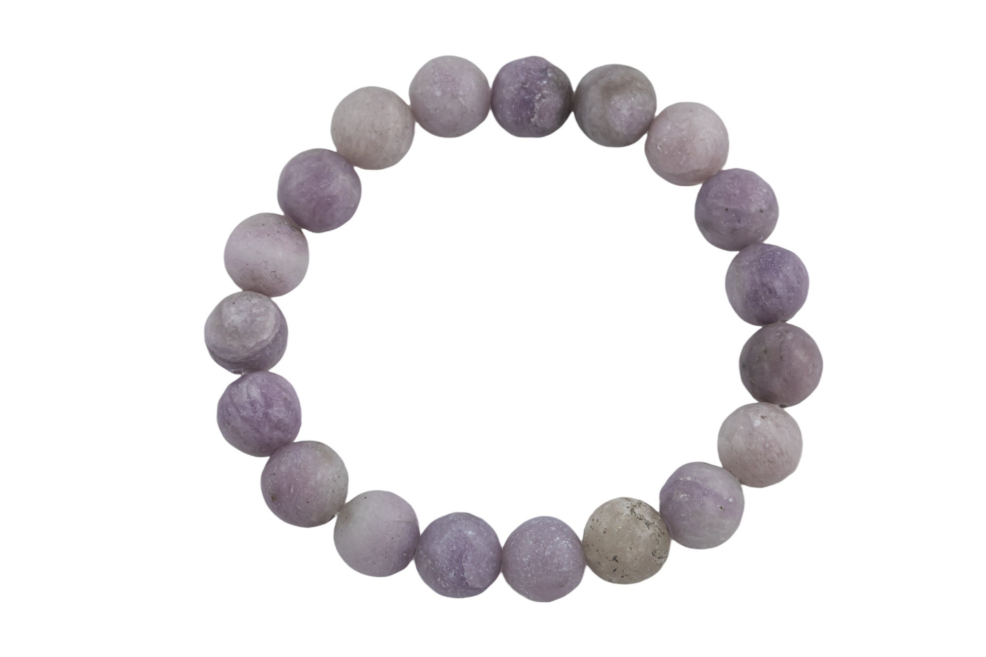 Natural Light Lepidolite Matte Round Size 10mm And 12mm- Handmade In Usa- Approx. 7-7.5" Bracelet Crystal Bracelet- Lgs
