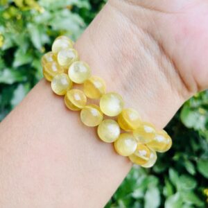 Yellow Lepidolite Crystal Bracelet: Flashy Gemstone Jewelry