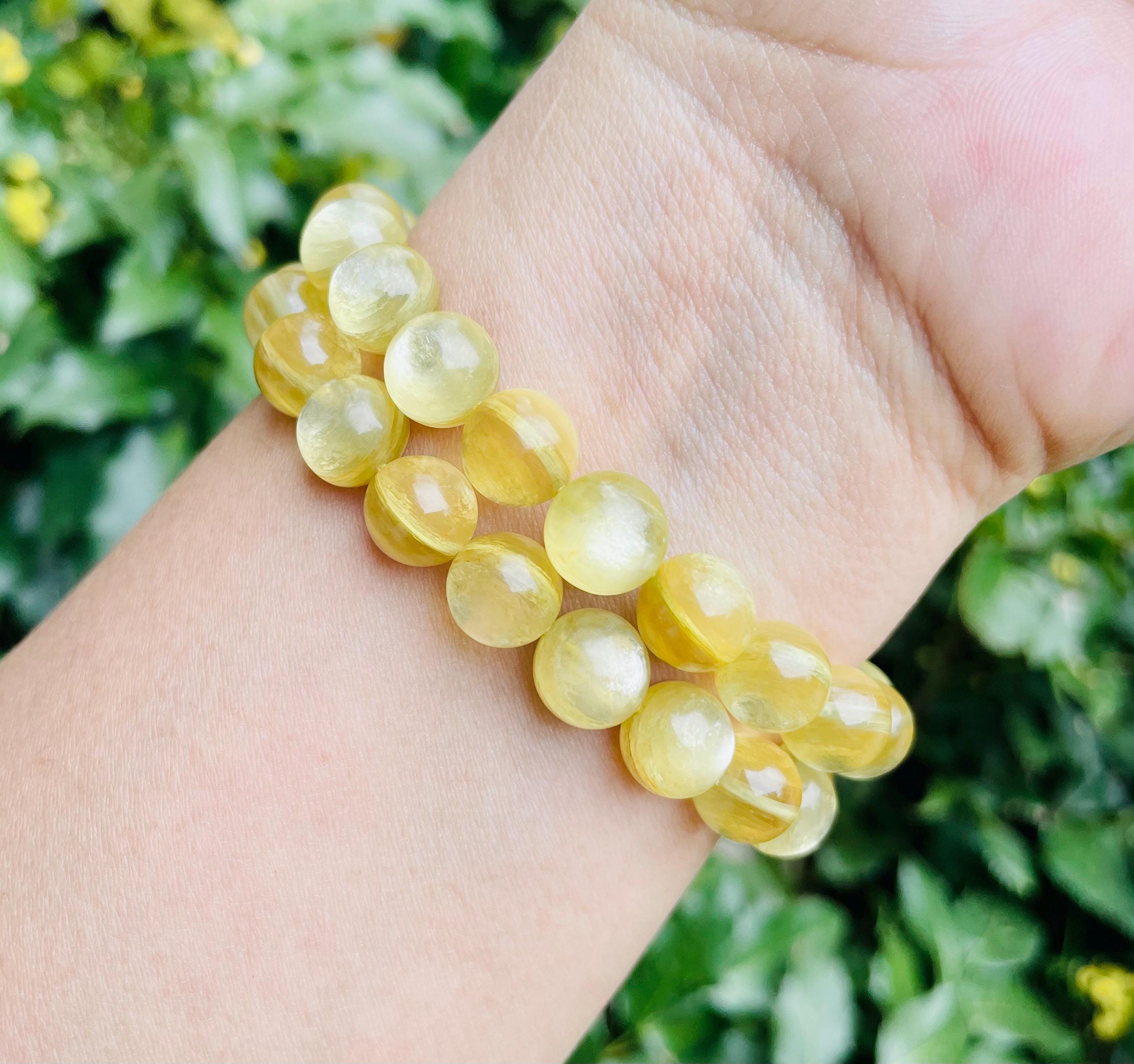 Yellow Lepidolite Crystal Bracelet: Flashy Gemstone Jewelry