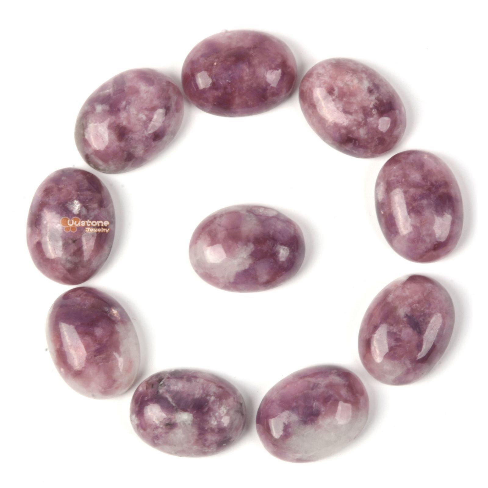 16mm Lepidolite Lithium Mica Gemstone Oval Flatback Cab Cabochon
