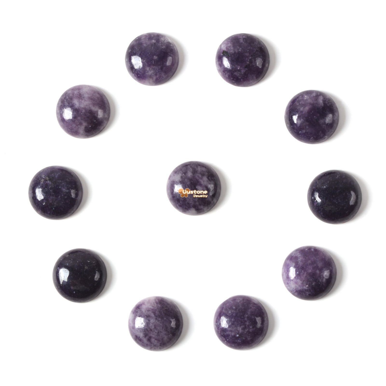 18mm Dark Lepidolite Lithium Mica Gemstone Round Flatback Cab Cabochon