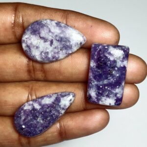 Natural Lepidolite Lot Cabochons, Semi Precious Gemstone For Jewelry Making (76 Cts.)