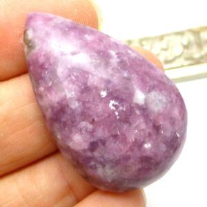 59.190 Carats Lepidolite Cabochon Teardrop Smooth Cut Lavender Purple Chatoyant Crystal Sparkles Material Hand Cut One of a kind Purple Pink