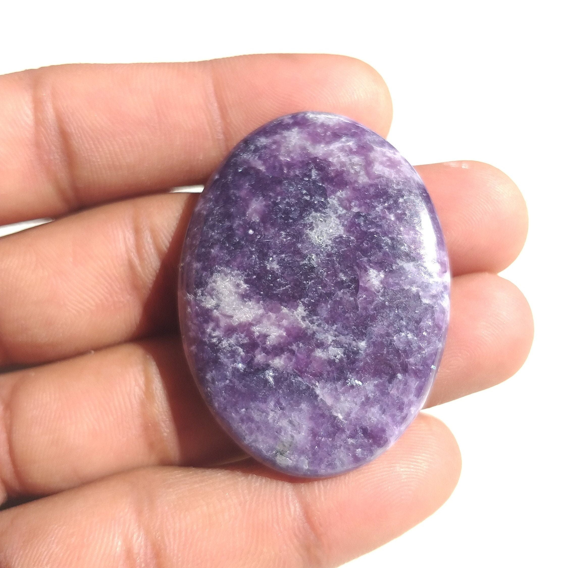 Lepidolite Cabochon: 91 Carat Oval Gemstone For Pendant (45x34x7 Mm)
