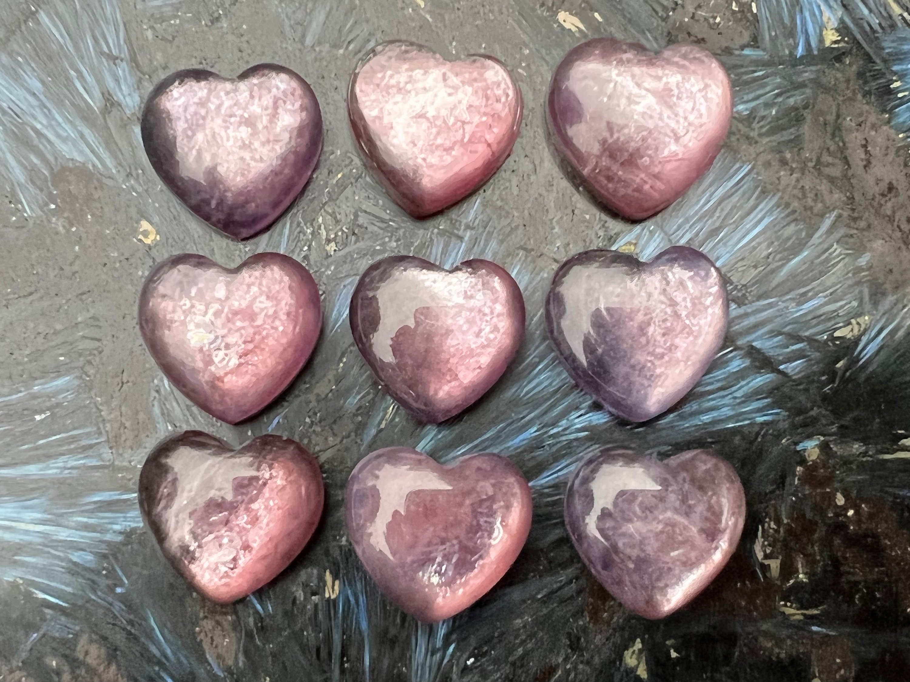 One Lepidolite Heart Cabochon, Lepidolite Cabochon, Small Purple Gemstone Heart, Crystal Heart Carving, For Jewelry, Ring Size, Gift #1
