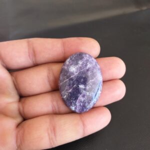 Lepidolite Cabochon: Oval Gemstone for Jewelry Making (38x28x6 mm, 60 Carat)