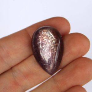 Purple Yellow Lepidolite Pear Cabochon - Teardrop Purple Stone Cab