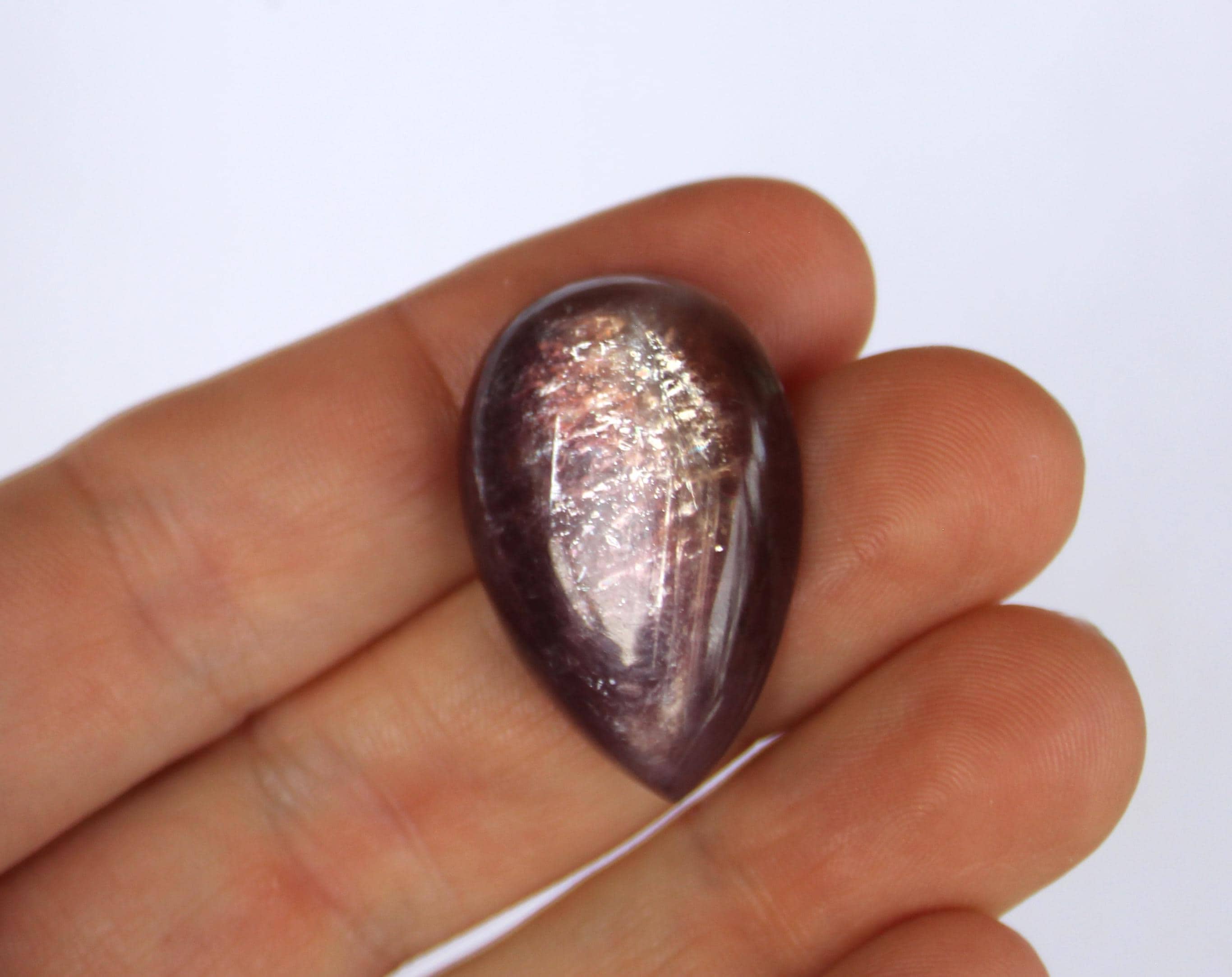 Purple Yellow Lepidolite Pear Cabochon - Teardrop Purple Stone Cab