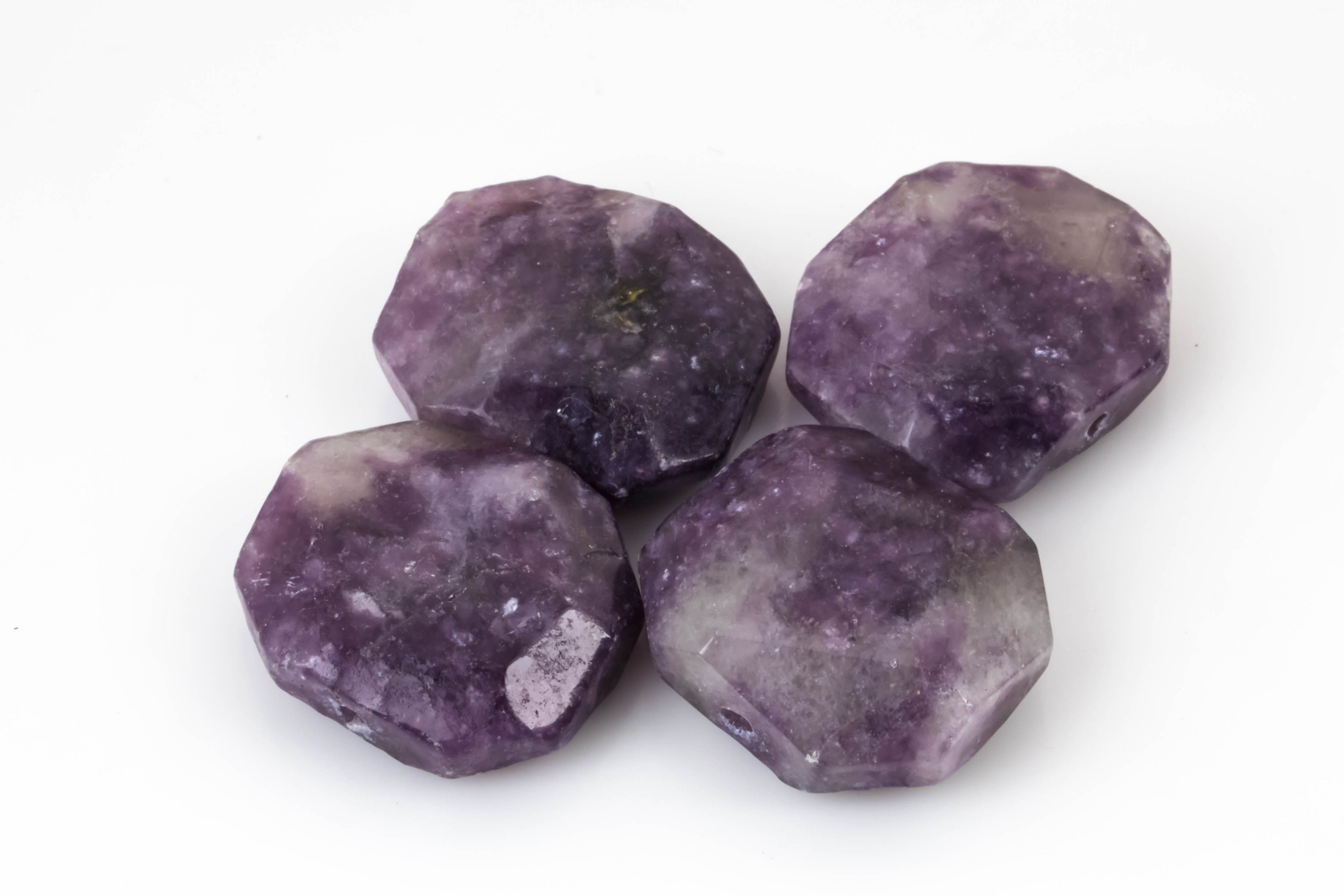 2 Pcs Natural Flat Nugget Center Drilled- Lepidolite---perfect For Jewelry-- 20x24mm