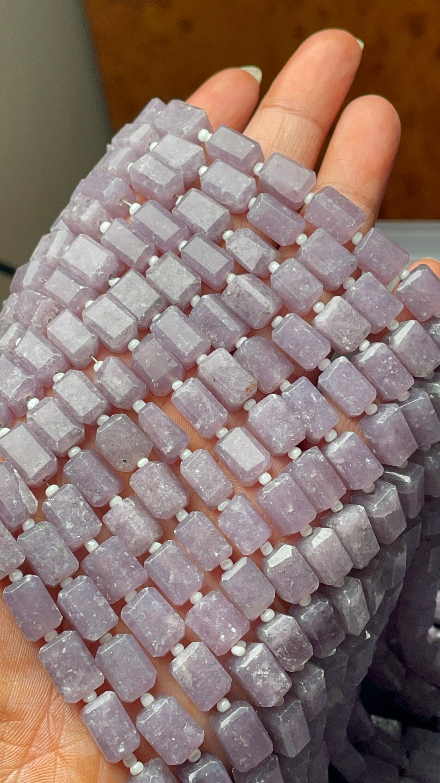 Natural Lepidolite Laser Cut Nuggets Beads, 5/10 Mm Approx Lepidolite Beads,13 Inches Purple Lepidolite An Amazing Item