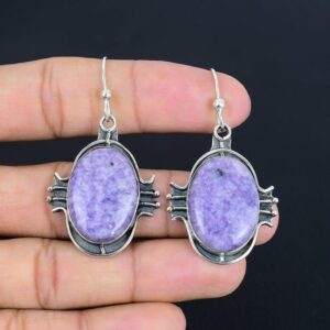 Handmade Lepidolite Earrings: 925 Sterling Silver Gemstone Jewelry Handmade Lepidolite Earrings: 925 Sterling Silver Gemstone Jewelry