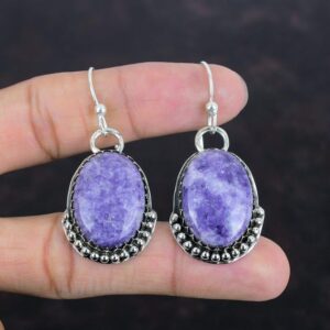 Lepidolite Earrings: Handmade 925 Sterling Silver Drop Earrings Lepidolite Earrings: Handmade 925 Sterling Silver Drop Earrings