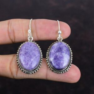 Lepidolite Earrings: Handmade 925 Sterling Silver Drop Earrings Lepidolite Earrings: Handmade 925 Sterling Silver Drop Earrings