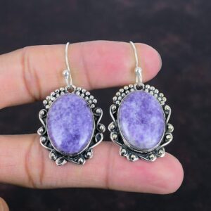 Lepidolite Earrings: Handmade 925 Sterling Silver Dangle Jewelry Lepidolite Earrings: Handmade 925 Sterling Silver Dangle Jewelry
