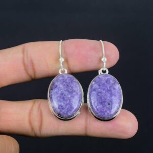 Handmade Lepidolite Gemstone Earrings: 925 Sterling Silver, Dainty Jewelry Handmade Lepidolite Gemstone Earrings: 925 Sterling Silver, Dainty Jewelry