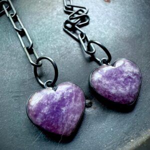 Lepidolite Earrings, Heart Earrings, Long Earrings, Dangle Earrings Lepidolite Earrings, Heart Earrings, Long Earrings, Dangle Earrings
