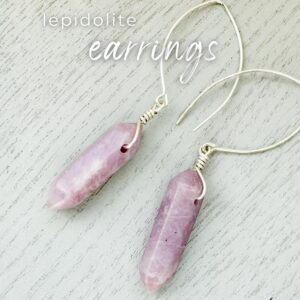 Raw Lepidolite Crystal Earrings: Sterling Silver Dangle Earrings Raw Lepidolite Crystal Earrings: Sterling Silver Dangle Earrings