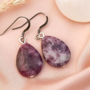 Lepidolite Silver Earrings • Handmade Purple Crystal Dangles • Boho Gift For Her Lepidolite Silver Earrings • Handmade Purple Crystal Dangles • Boho Gift For Her