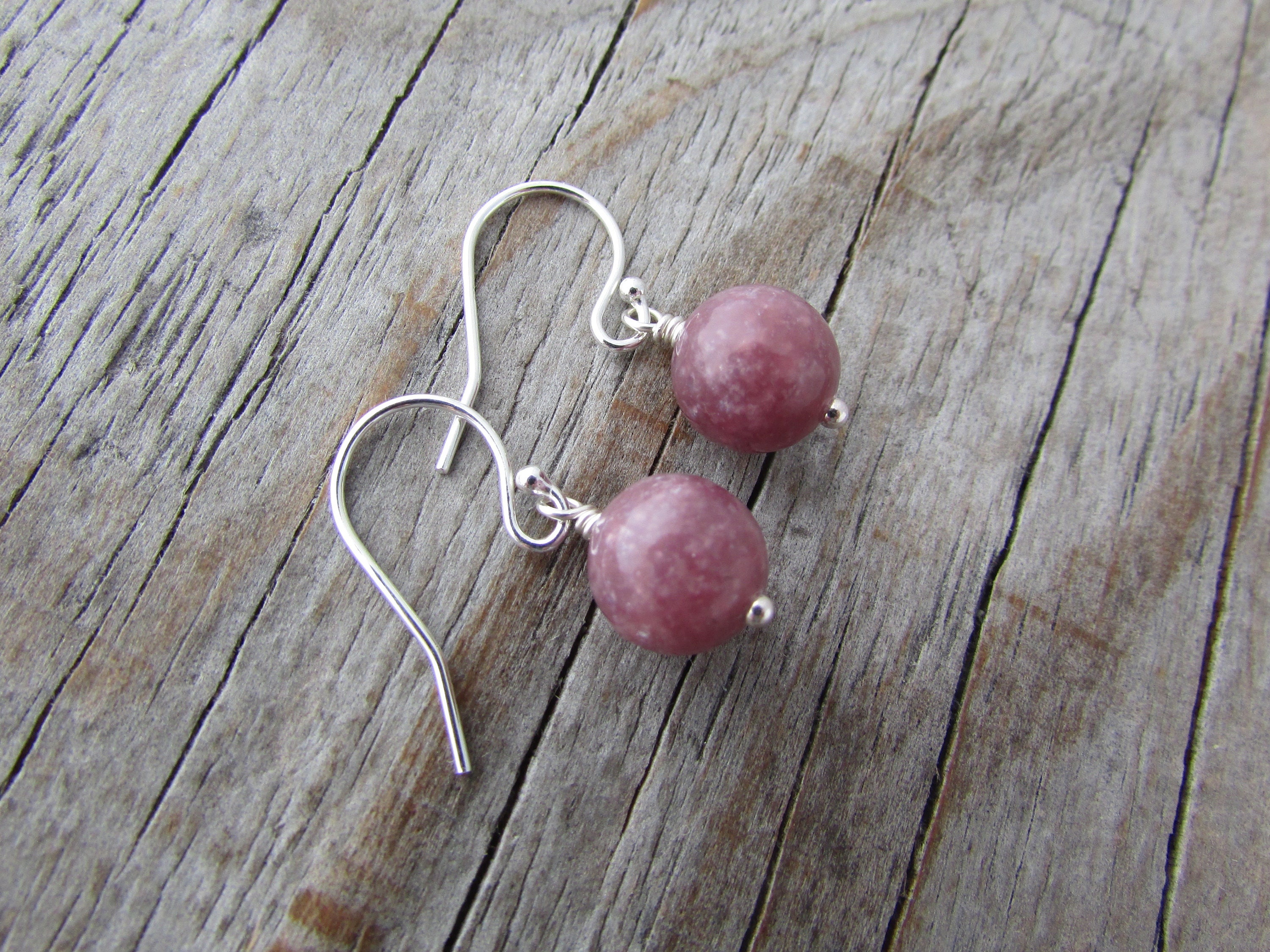 Lepidolite Earrings: Sterling Silver Lavender Dangle Earrings