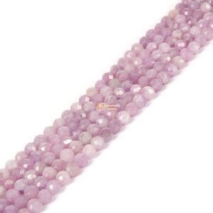 02805 3.7--4.7mm Faceted Light Lepidolite Lithium Mica Ball Sphere  Loose Beads DIY Jewelry Making Strand 15.5-16"