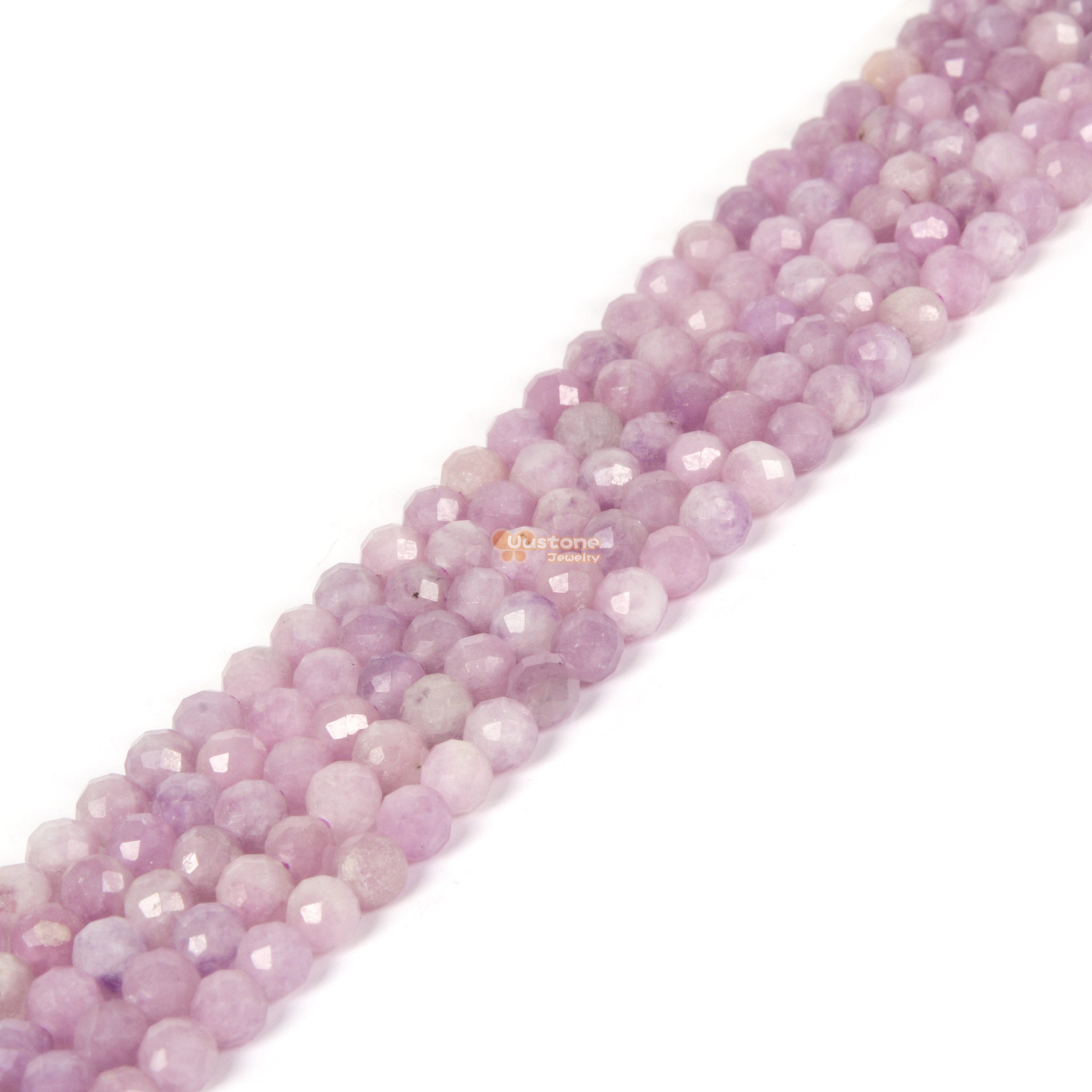 02805 3.7--4.7mm Faceted Light Lepidolite Lithium Mica Ball Sphere Loose Beads Diy Jewelry Making Strand 15.5-16"
