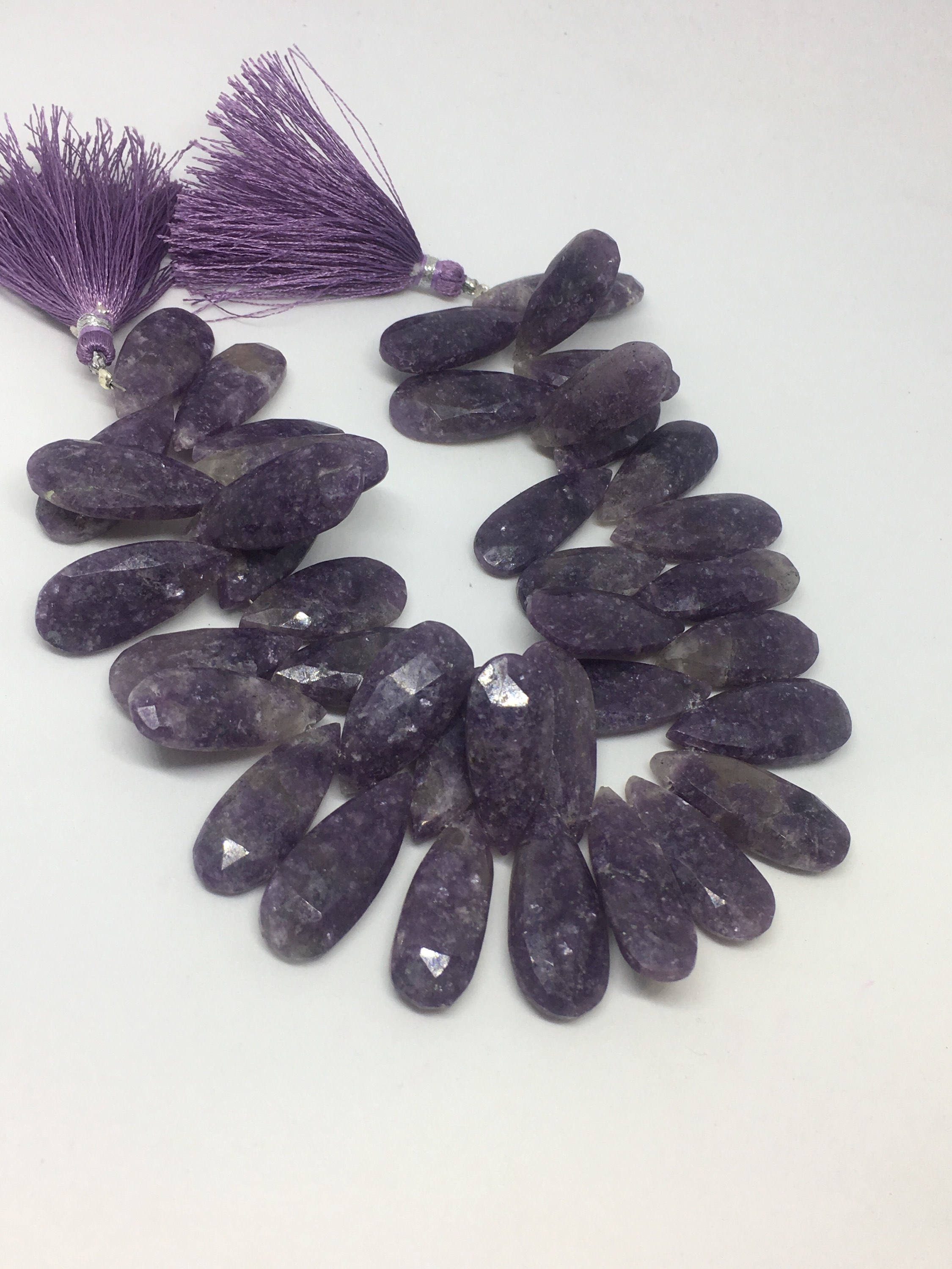 30% Off Sale Rare Amazing Quality 40 Pcs Natural Lepidolite Faceted Pear Shape Gemstone Beads, 12/16 Mm High Quality Beads An Amazing Item