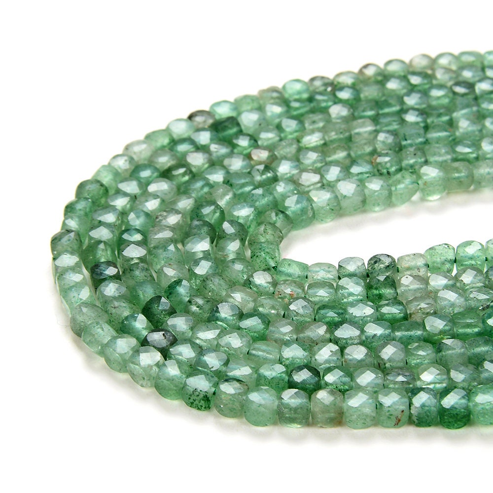 4mm Green Lepidolite Gemstone Grade Aaa Micro Faceted Square Cube Loose Beads (p5)