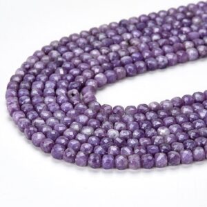 4mm Natural Lepidolite Gemstone Grade Aaa Micro Faceted Square Cube Loose Beads (p3)
