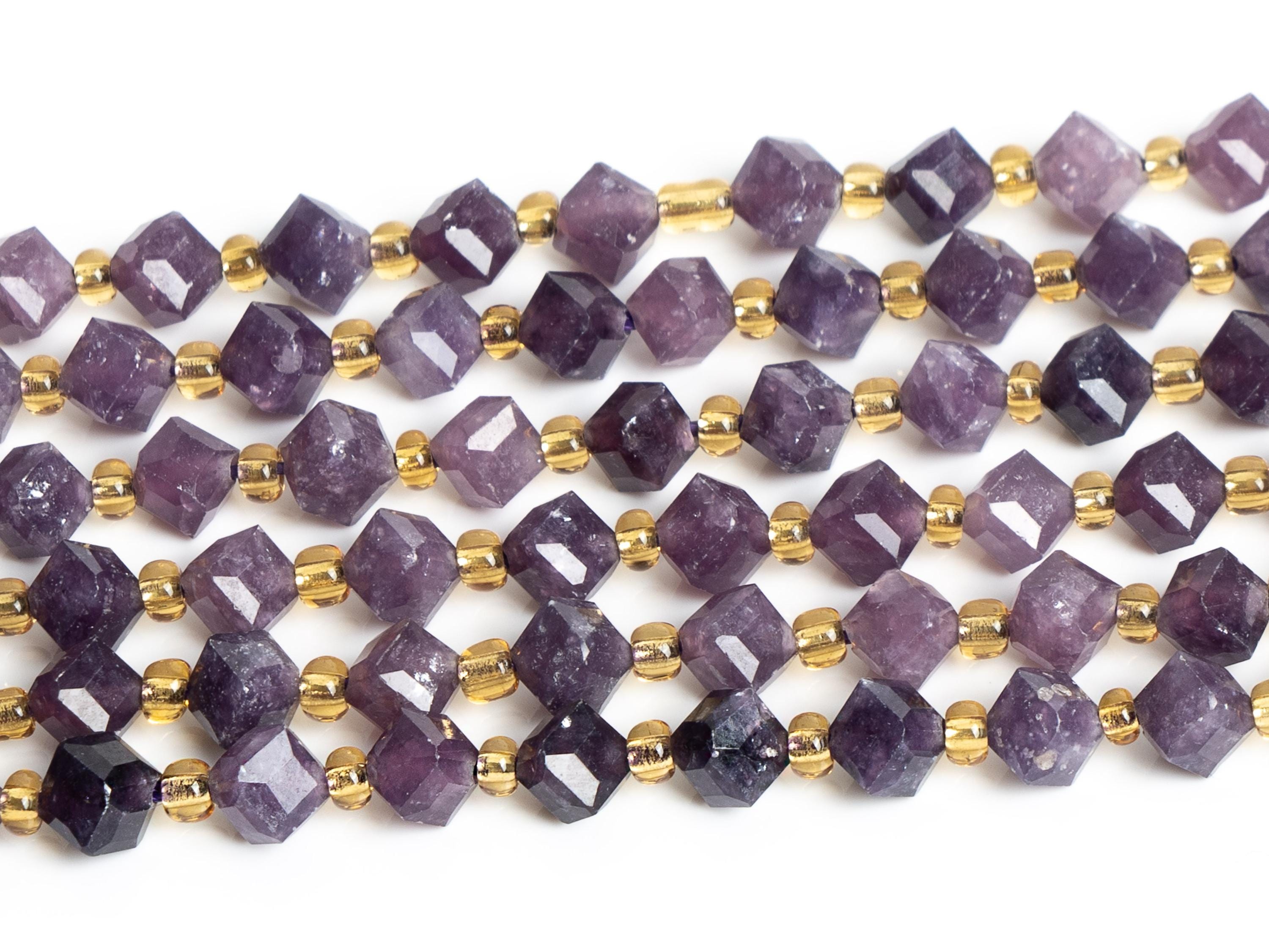 6mm Dark Purple Lepidolite Beads Grade Aa Genuine Natural Gemstone Faceted Cube Loose Beads 15"/7.5" Bulk Lot Options