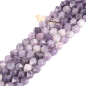 6mm Lepidolite Lithium Mica Gemstone Triangle Faceted round loose beads strand 15.5" DIY Jewelry Making