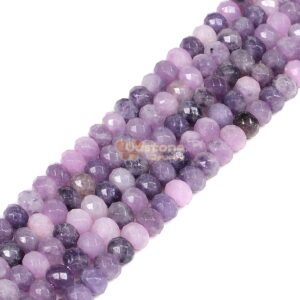6mm to 7mm Lepidolite Lithium Mica Faceted Rondelle Loose Gemstone Beads 16"