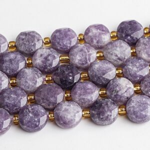 8mm Purple Lepidolite Beads Grade Aa Genuine Natural Gemstone Faceted Coin Loose Beads 15"/7.5" Bulk Lot Options