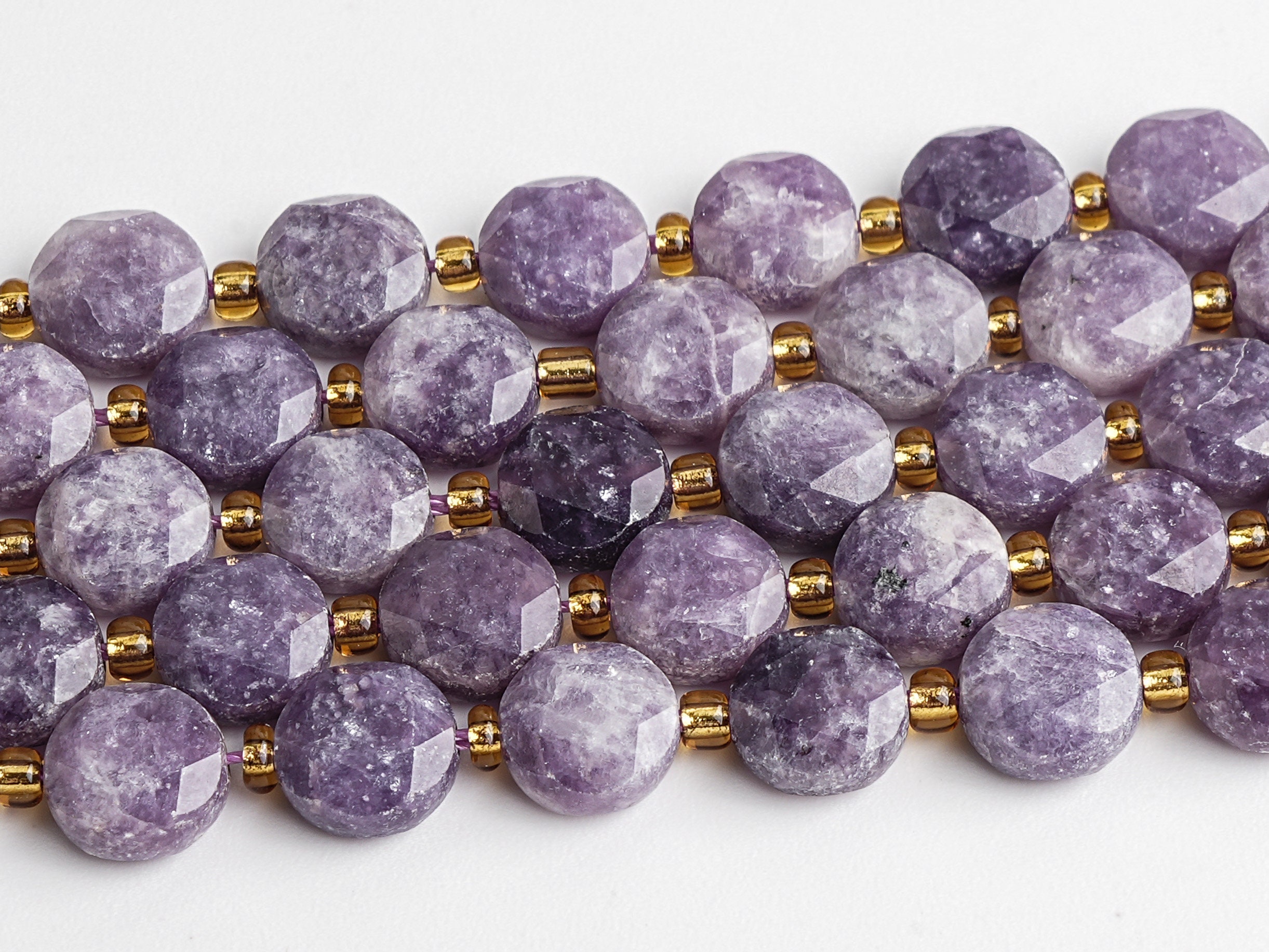 8mm Purple Lepidolite Beads Grade Aa Genuine Natural Gemstone Faceted Coin Loose Beads 15"/7.5" Bulk Lot Options