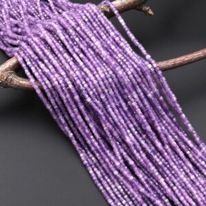 AAA Natural Purple Lepidolite Faceted 2mm Cube Gemstone Beads 15.5" Strand