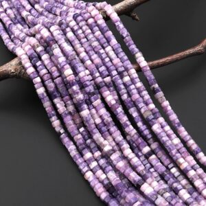AAA Faceted Natural Purple Lepidolite Beads 4mm 6mm hexagon Heishi Rondelle 15.5" Strand