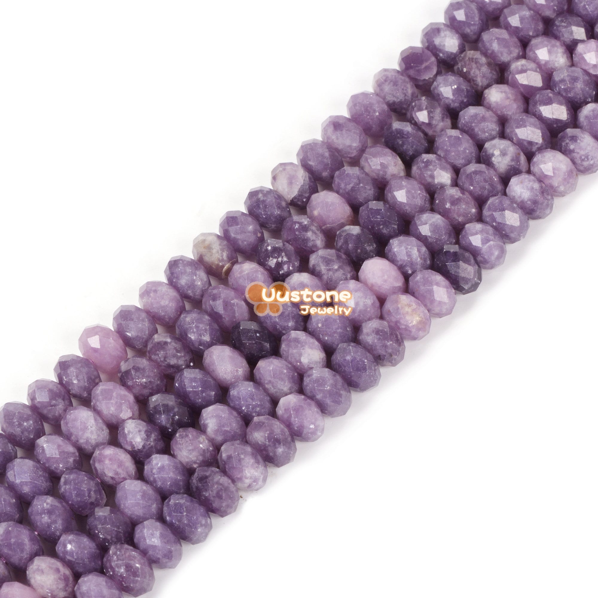 Natural Lepidolite Lithium Mica 8mm Faceted Rondelle Spacer Loose Beads 15 Inch For Jewelry Making Beads