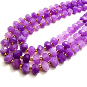 Natural Purple Lepidolite Faceted Rondelle 5mm X 8mm Gemstone Beads - Pgs321