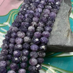 Purple Faceted  Lepidolite Rondelles Beads 8 mm Purple Gemstone Beads / Sparkling Beads / Jewellery Making  Gemstone Beads