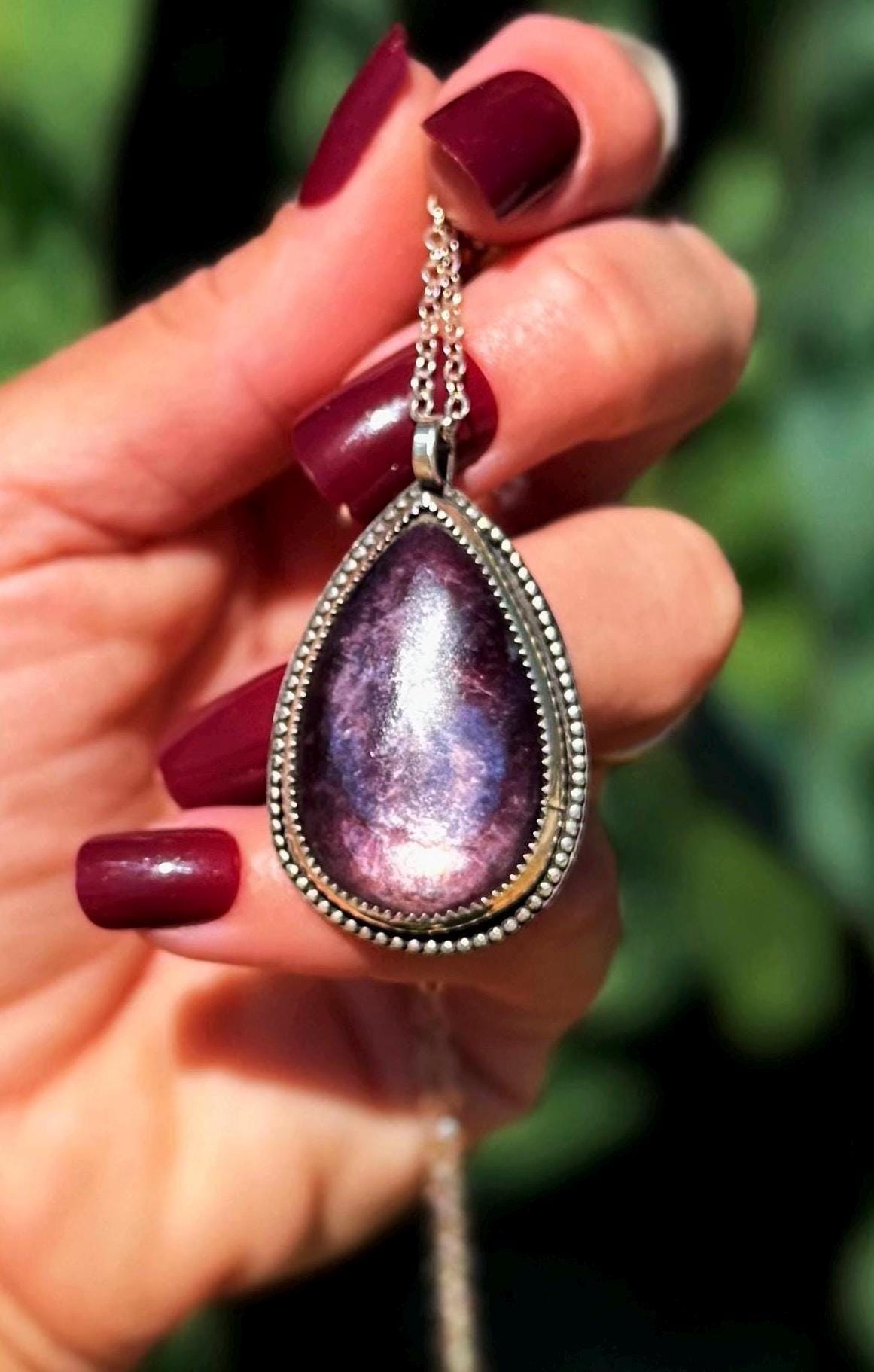 Lepidolite Necklace - Aaa Grade - For Calming Stress & Anxiety - In Sterling Silver - Lepidolite Crystal - Crystal Necklace