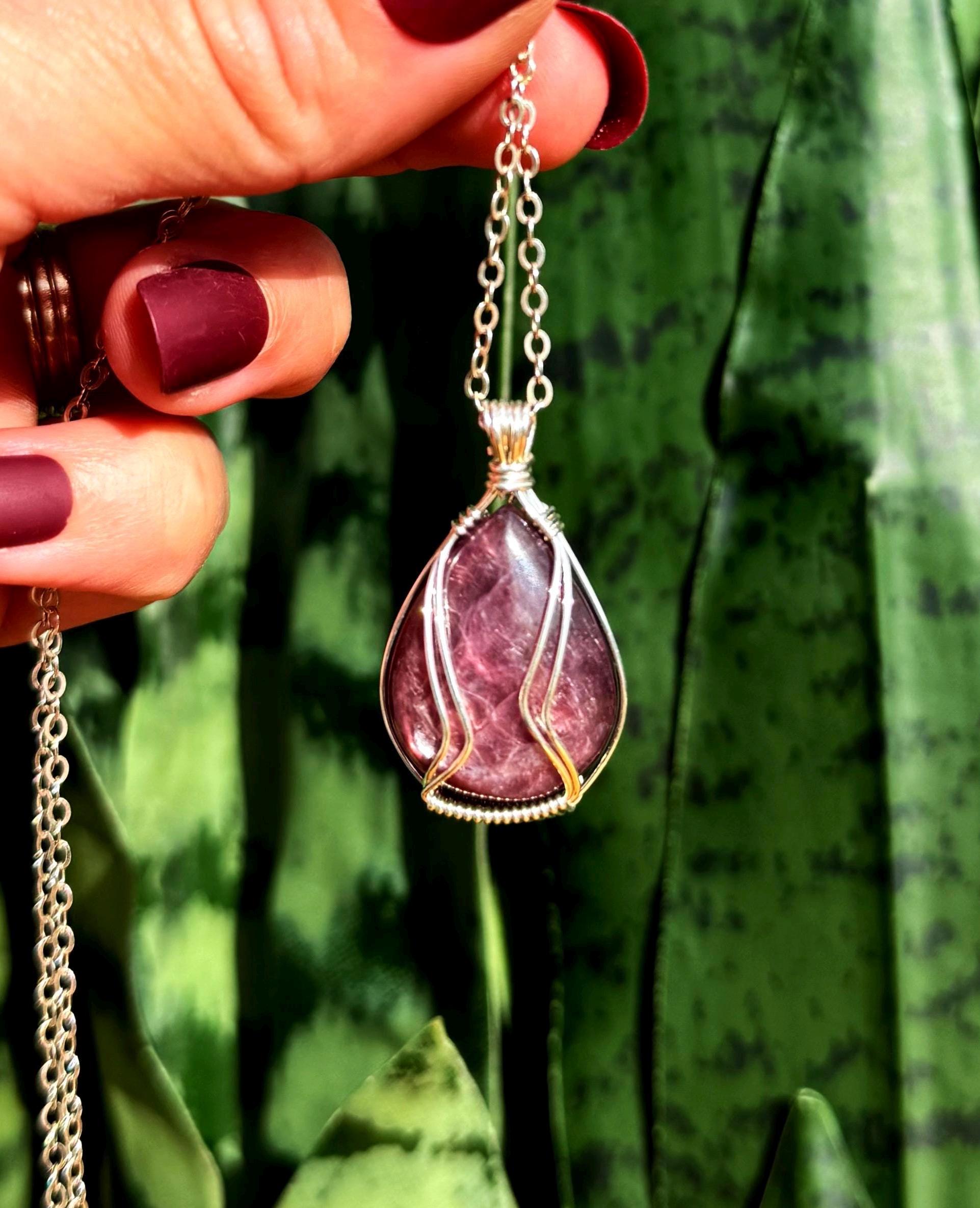 Lepidolite Necklace - Aaa Grade - For Calming Stress & Anxiety - In Sterling Silver - Lepidolite Crystal - Crystal Necklace