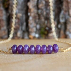 Lepidolite Necklace - Lepidolite Bar Necklace - Raw Crystal Necklace - Healing Crystal Necklace