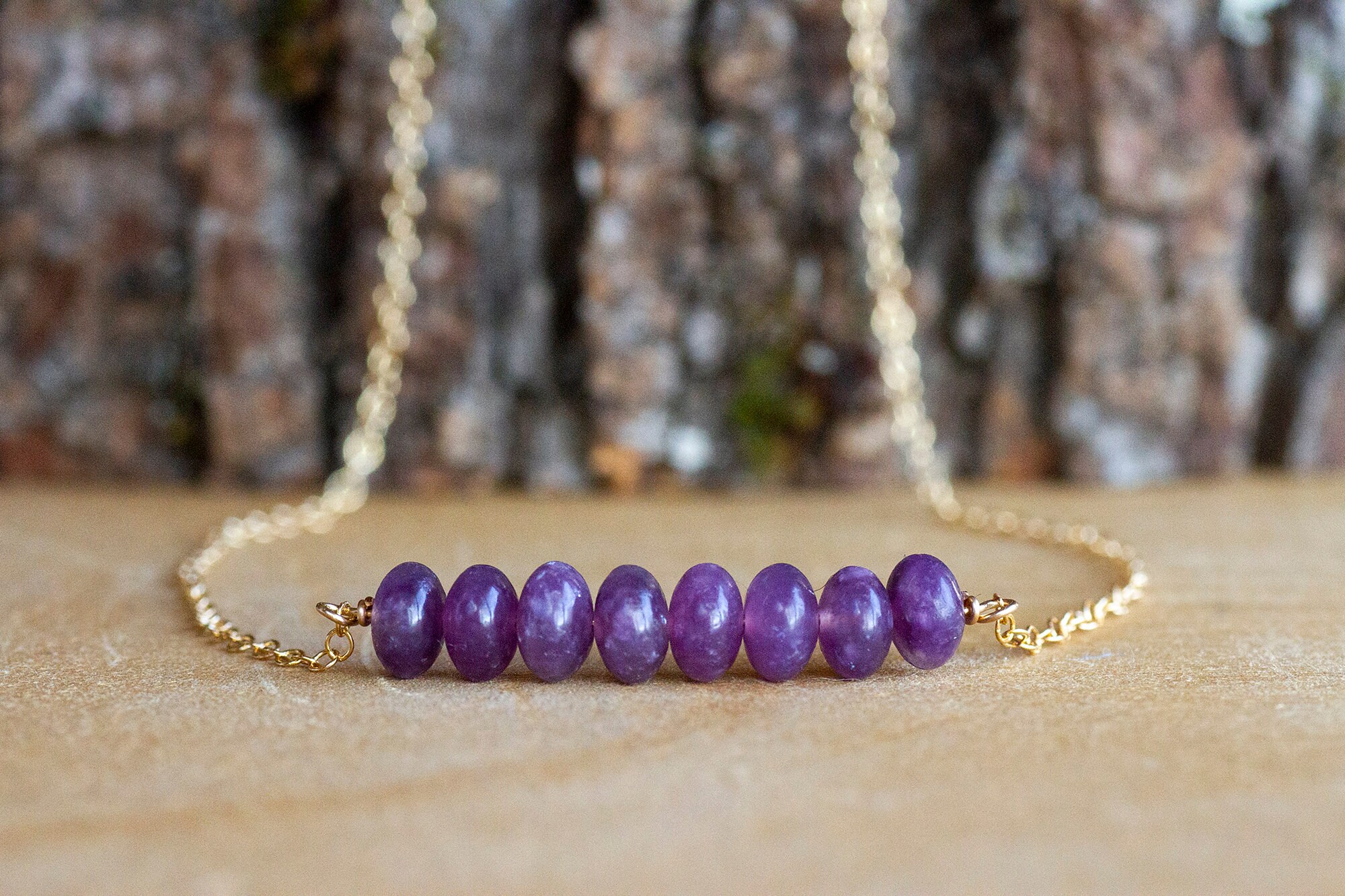 Lepidolite Necklace - Lepidolite Bar Necklace - Raw Crystal Necklace - Healing Crystal Necklace