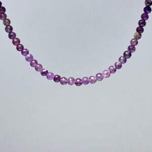 Lepidolite Crystal Beaded Choker: Sterling Silver Gemstone Necklace