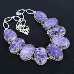 Lepidolite Gemstone Necklace: Handmade 925 Sterling Silver, Adjustable Chain Lepidolite Gemstone Necklace: Handmade 925 Sterling Silver, Adjustable Chain