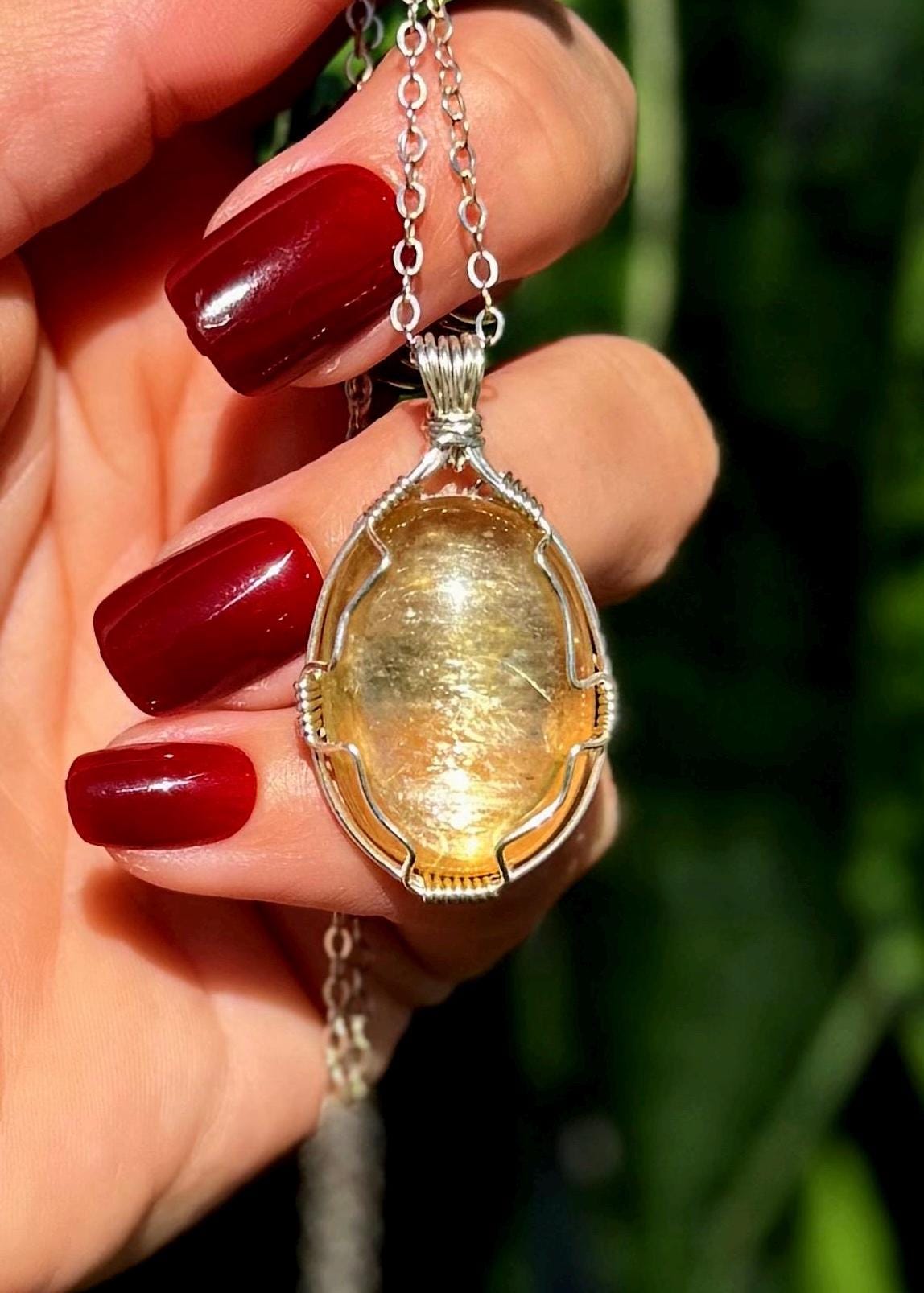 Golden Lepidolite Necklace In Sterling Silver - Healing Crystal
